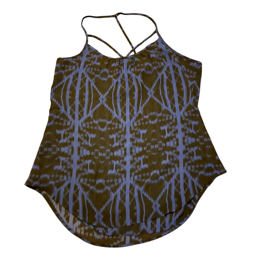 Express Women’s blue/black Aztec pattern t-strap tank, lined, spaghetti straps S